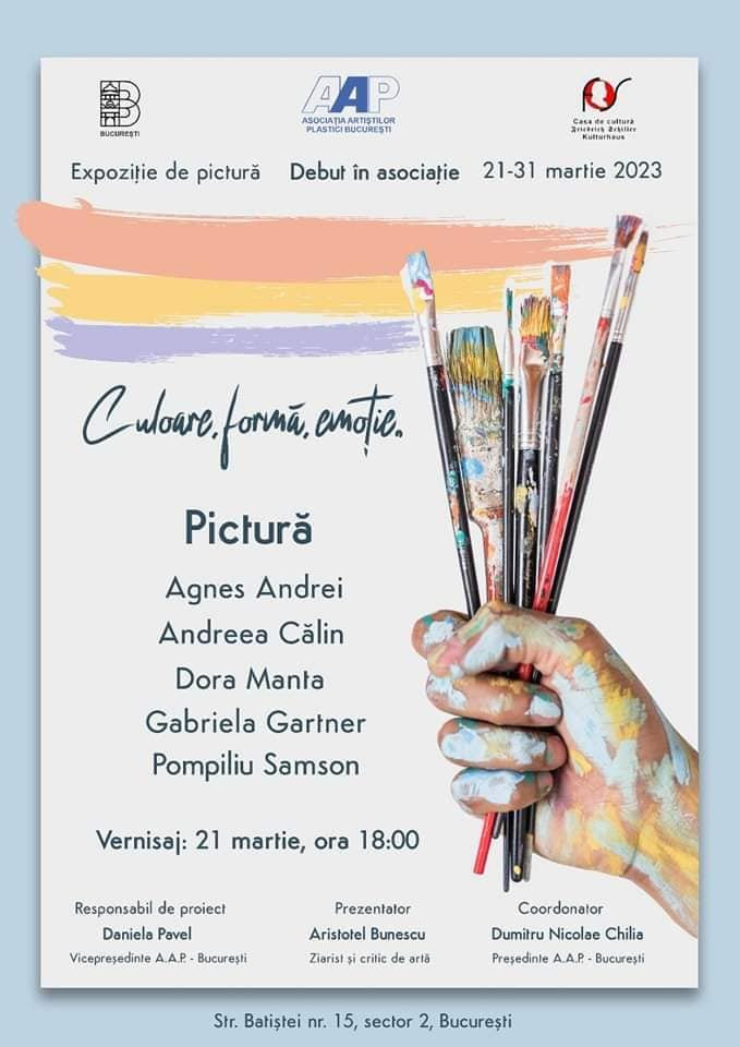 ANUNȚ "FORMĂ, CULOARE, EMOȚIE – expoziție de debut în asociație a celor mai noi membri AAPB"