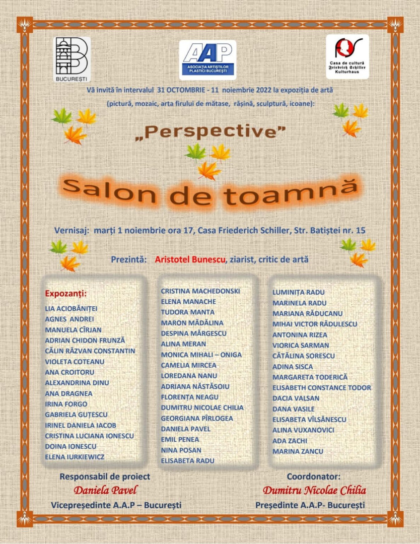 ANUNȚ "PERSPECTIVE ARTISTICE- O NOUĂ EXPOZIȚIE" MARCA A.A.P.B.
